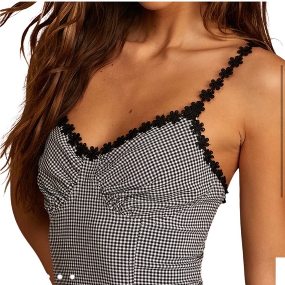 3/$25 ⭐️ NWT Lulus - Black Gingham Lace Mini Dress - Picture 3 of 12